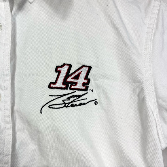Nascar Chase Authentics #14 Tony Stewart Racing White Button Down Shirt Size M - Picture 6 of 12